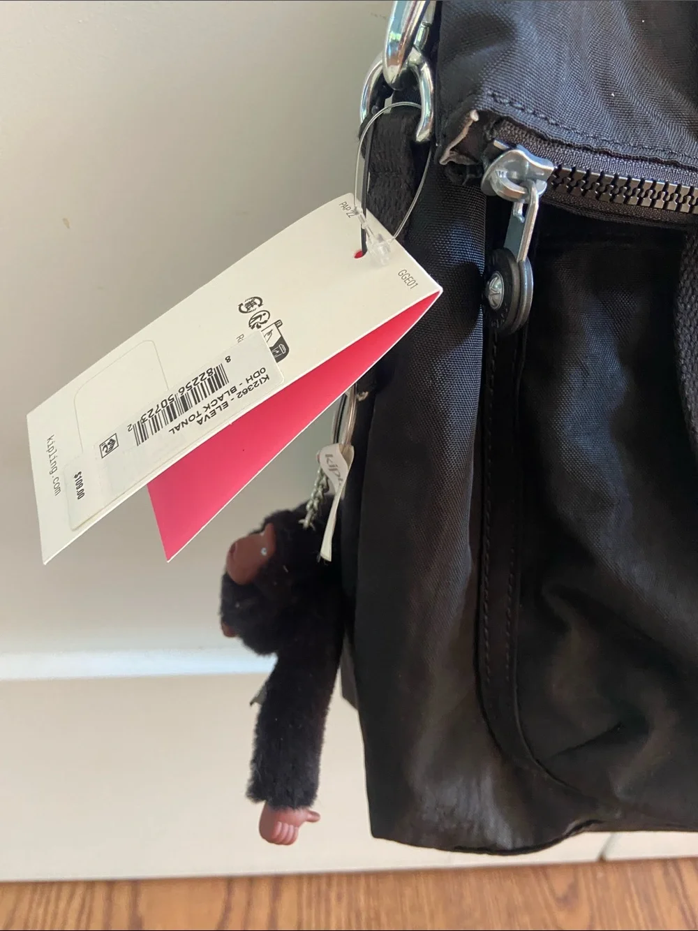 Kipling Black Nylon Messenger Crossbody Bag
